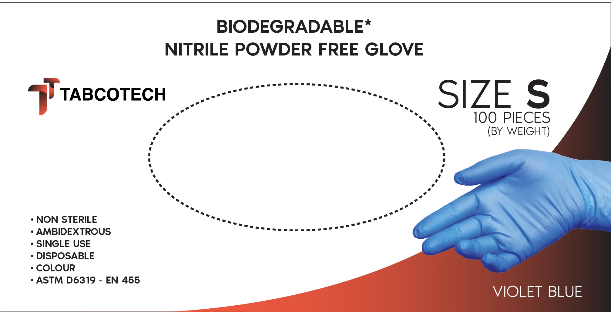 TB-BD-3M, Biodegradable Nitrile Disposable Gloves - Powder Free, 3.5 MIL - Per Case (100pcs/bag-10bags/case)