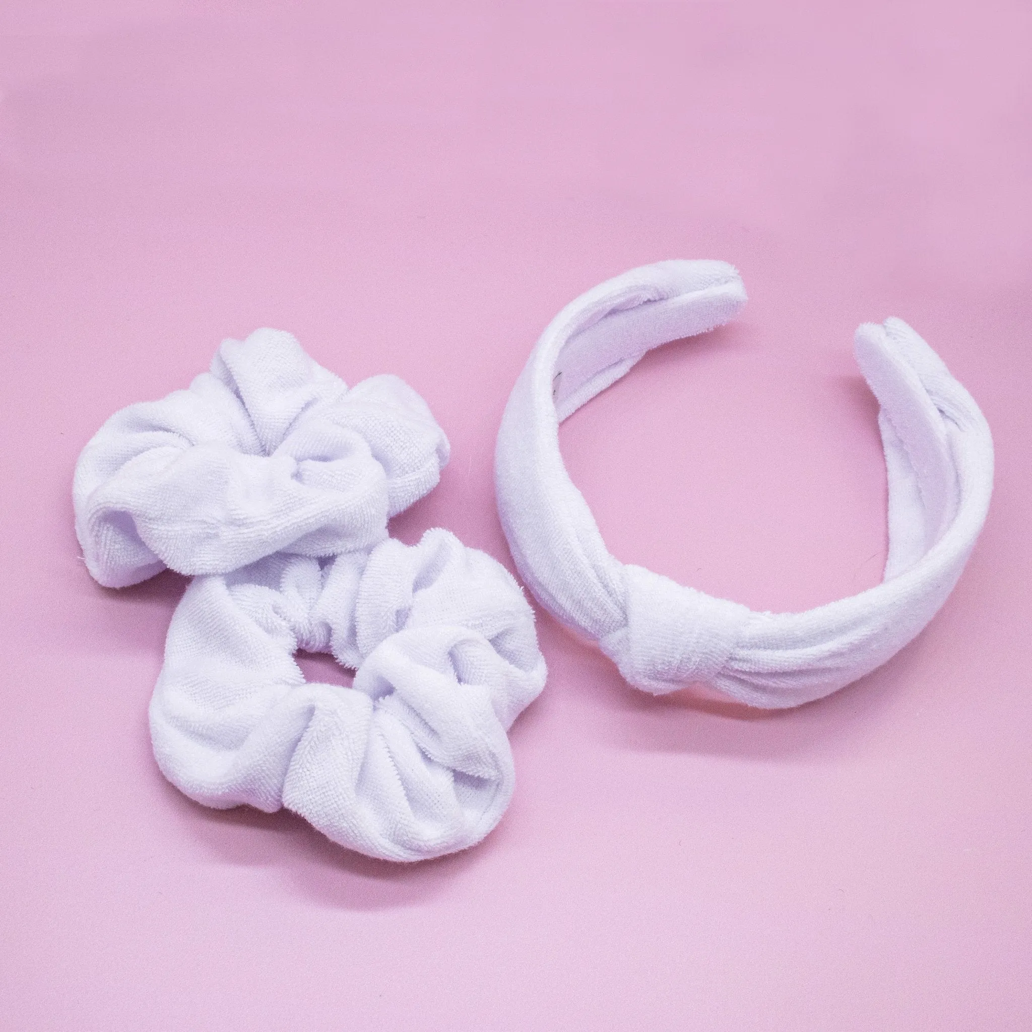 Terry Cloth Knot Spa Headband and Scrunchie Wristbands