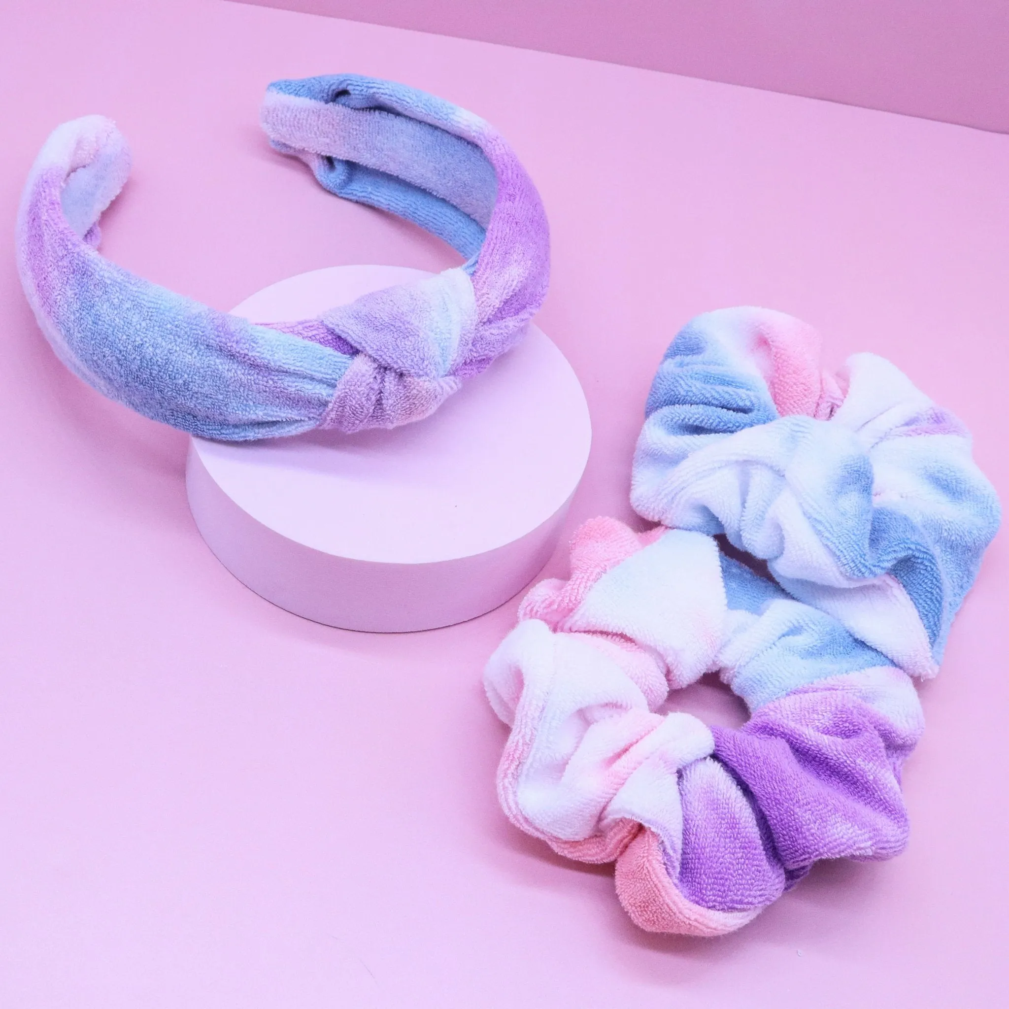 Terry Cloth Knot Spa Headband and Scrunchie Wristbands