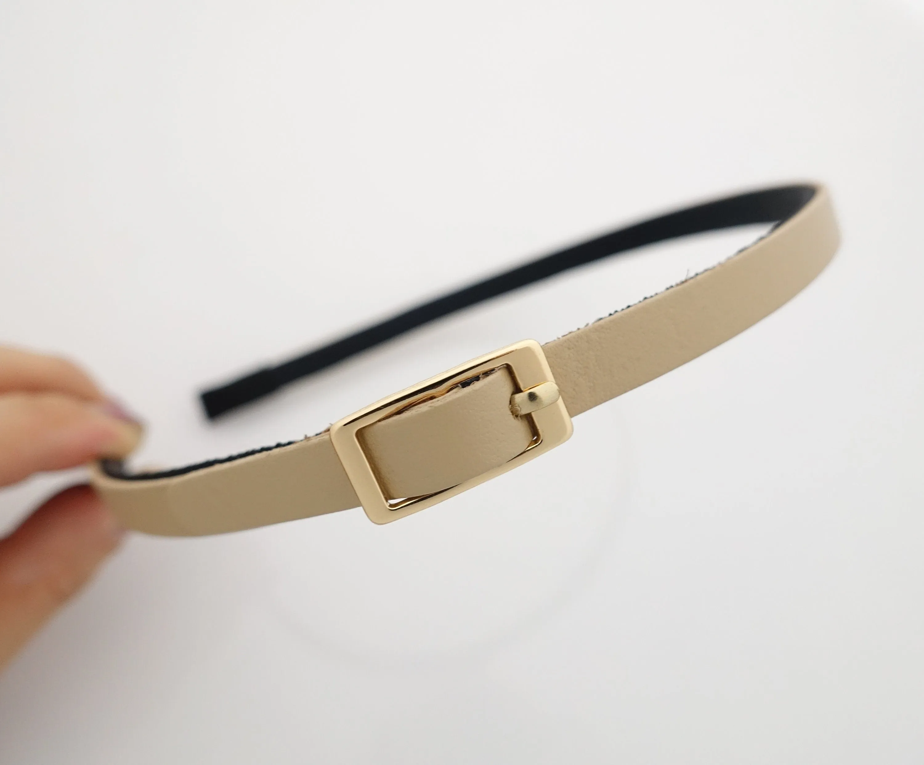 thin buckle leather headband simply style woman hairband