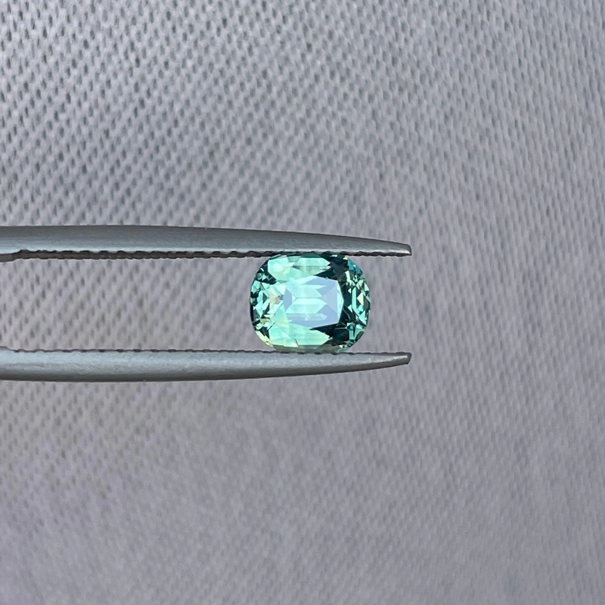 This 1.21 crt green Sapphire is well cut to bring out the best colour and lustre, and has a perfect colour blend.