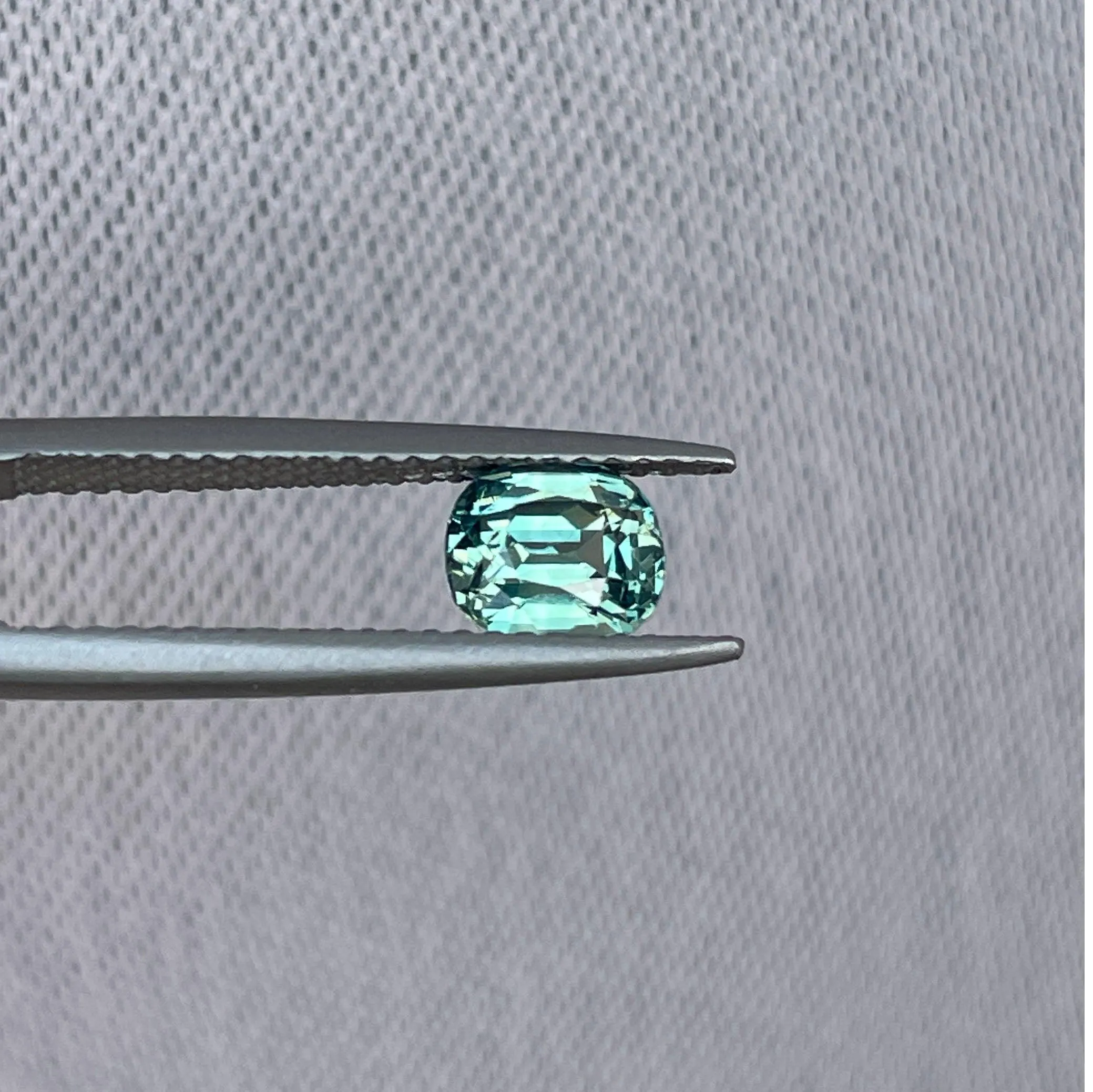 This 1.21 crt green Sapphire is well cut to bring out the best colour and lustre, and has a perfect colour blend.