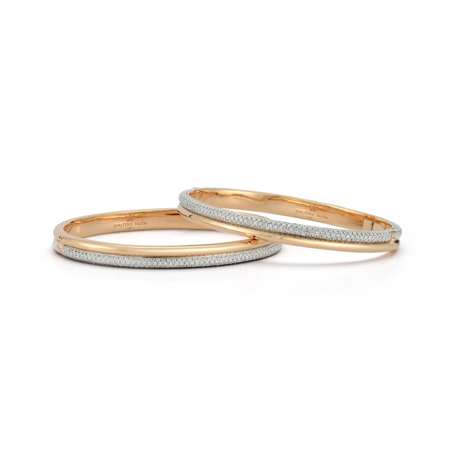 THOBY 18K GOLD AND DIAMOND TUBULAR BANGLE BRACELET