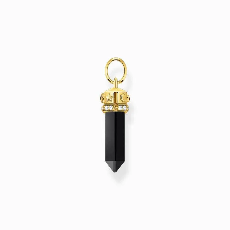 Thomas Sabo Yellow-Gold plated Pendant with Onyx in Hexagon-Shape