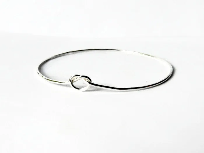 Tie the knot bracelet Sterling silver bangle bracelet Silver knot bangle bridesmaid gift stacking bangle layering bracelet