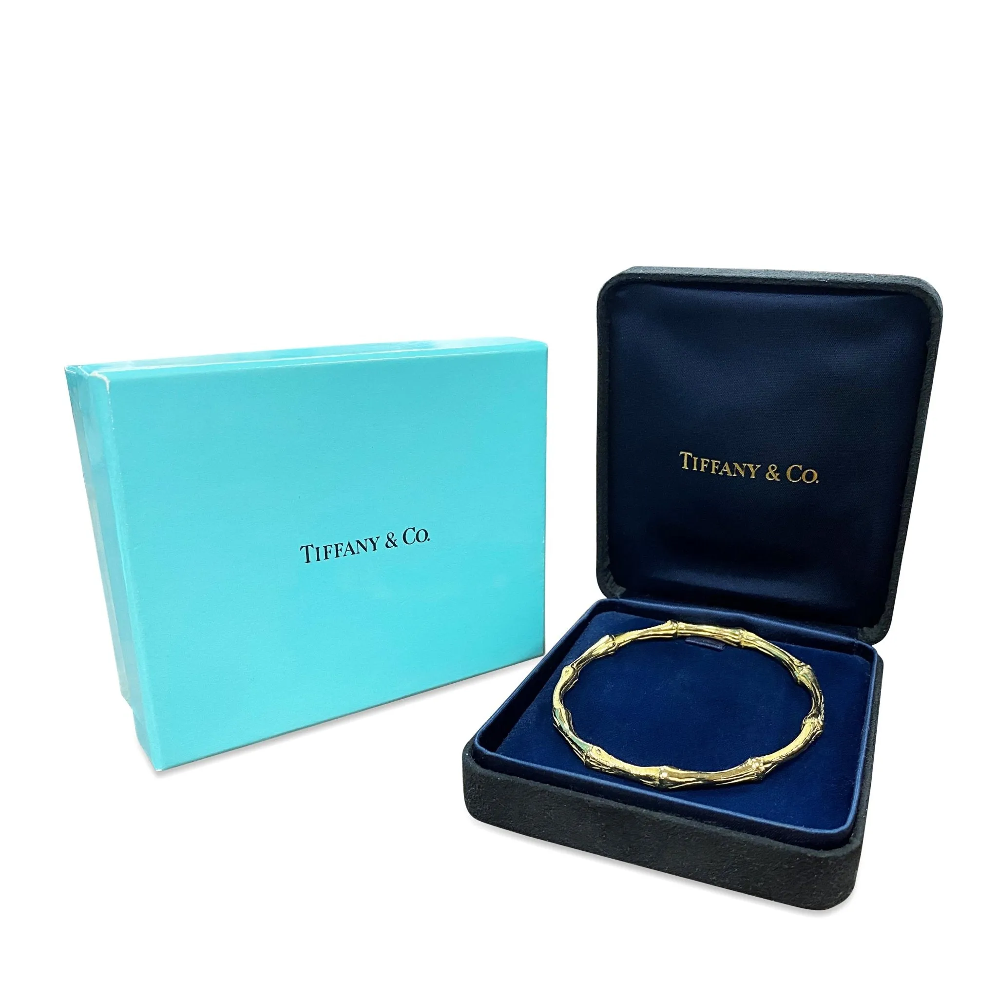 Tiffany Bamboo Design Solid Bangle - 18ct Yellow Gold