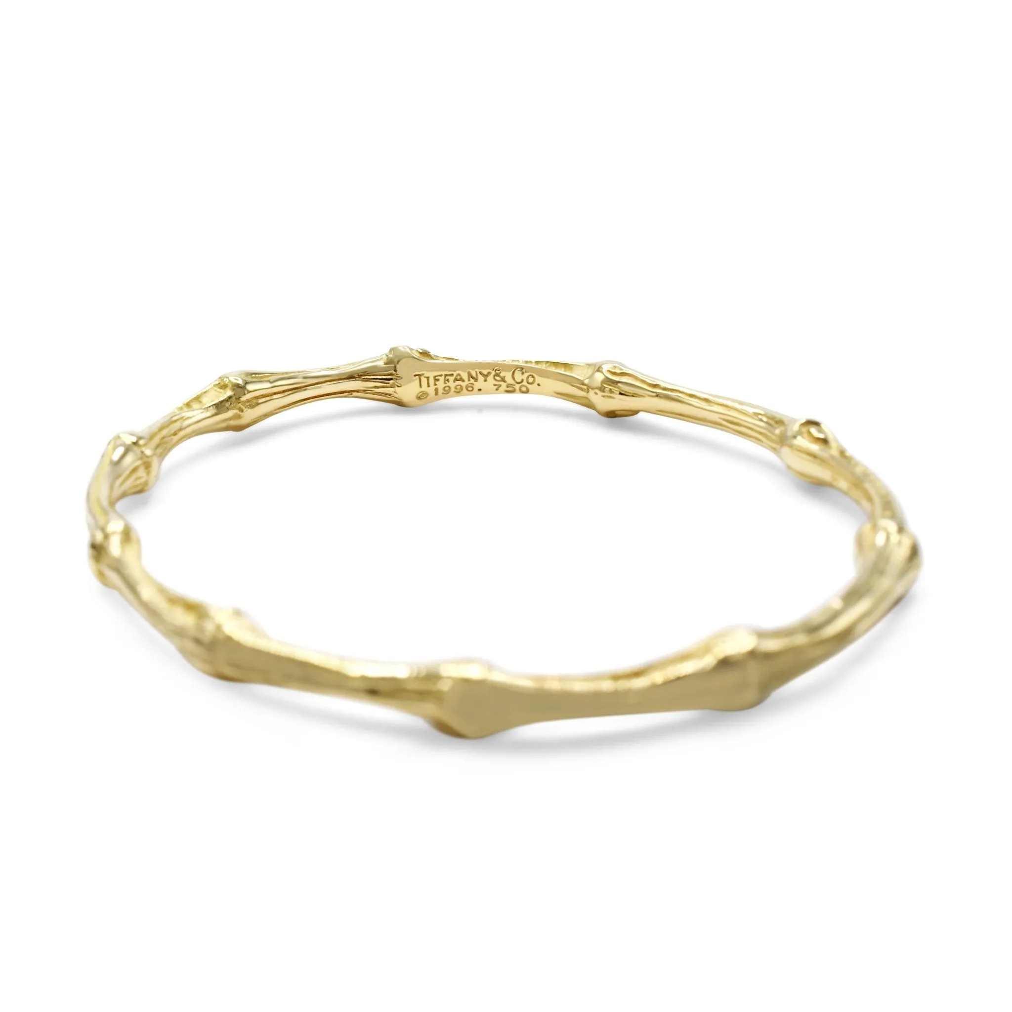 Tiffany Bamboo Design Solid Bangle - 18ct Yellow Gold