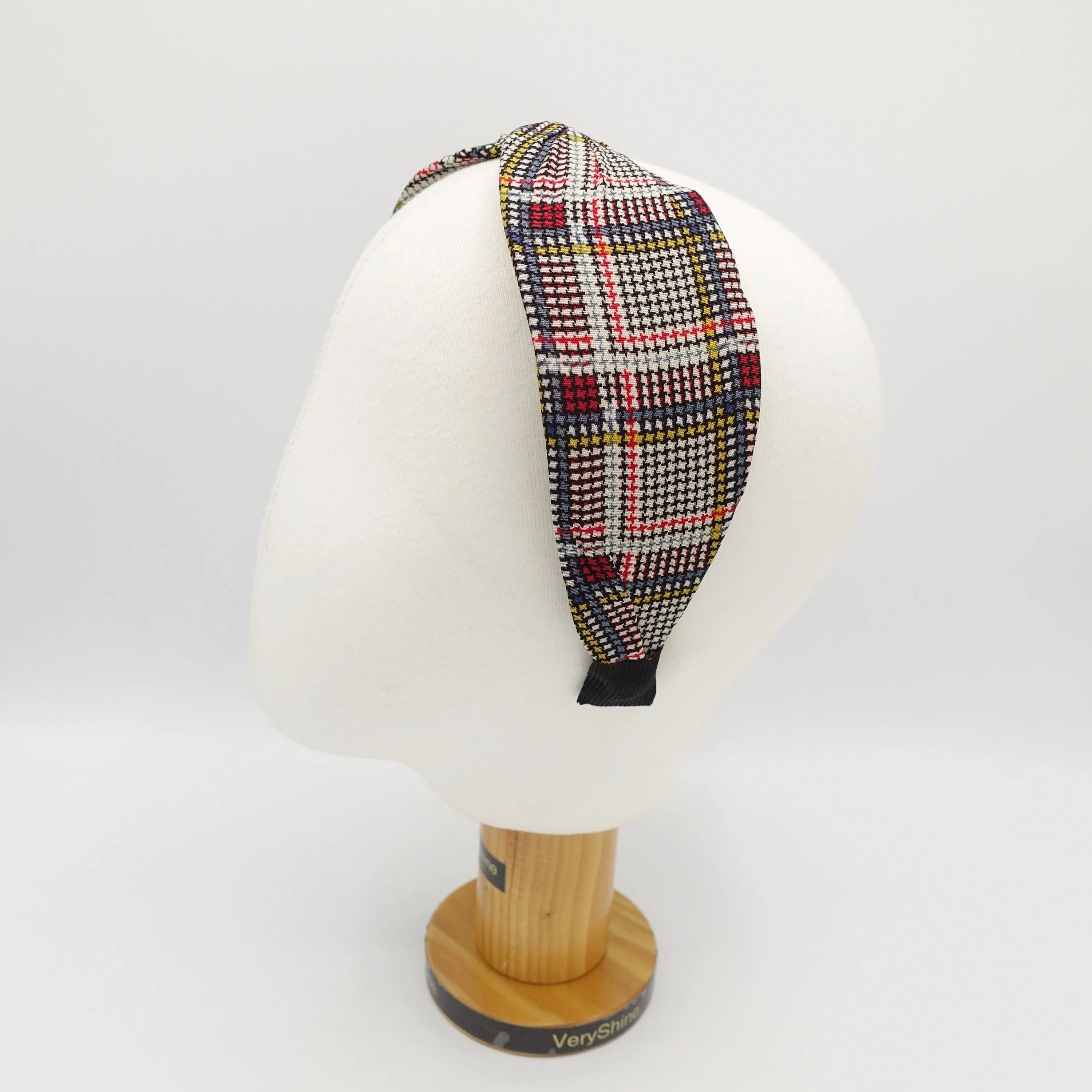 tiny houndstooth headband plaid check twist hairband for women