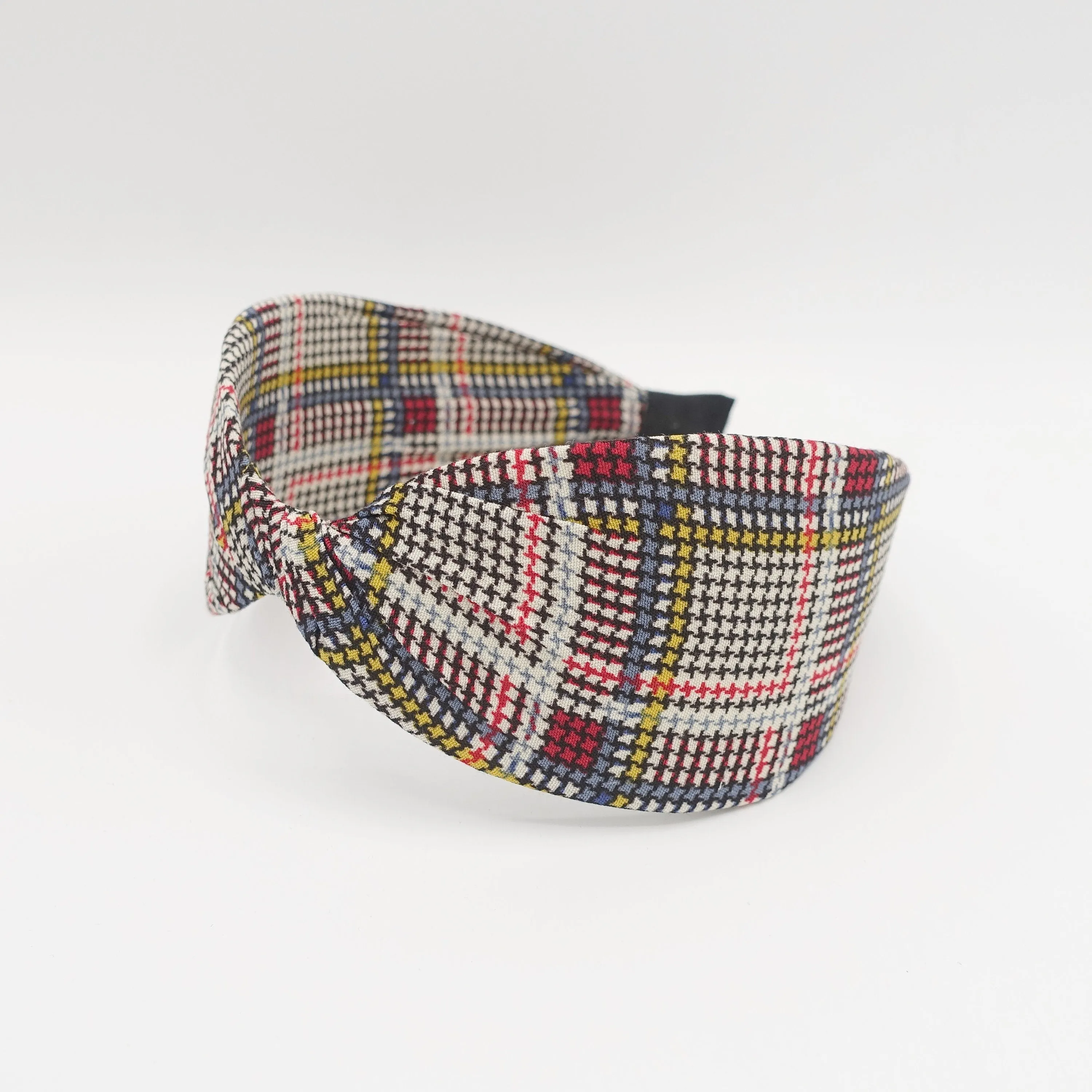 tiny houndstooth headband plaid check twist hairband for women