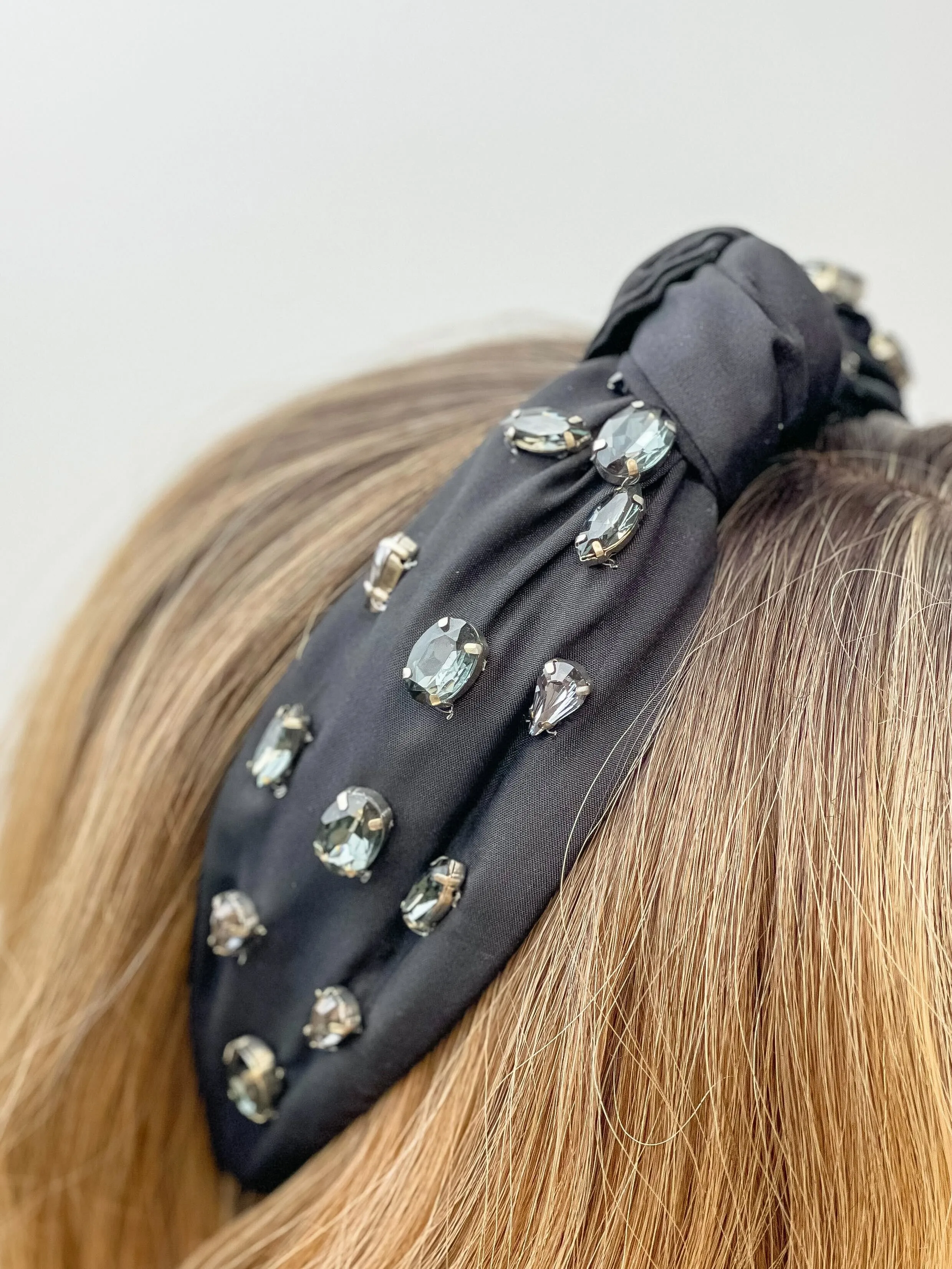 Top Knot Jewel Headband - Jet