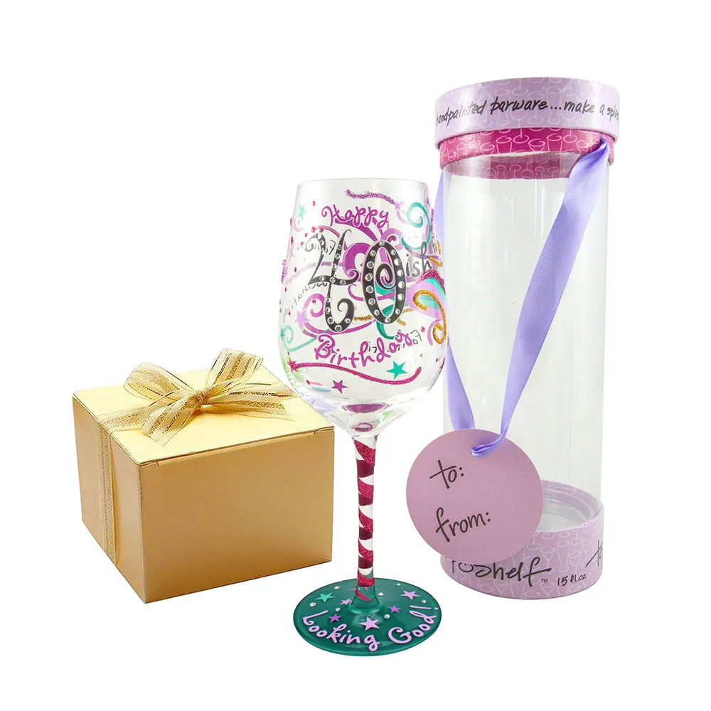 Top Shelf Decorative Multicolored 40ish Birthday Wine Glass