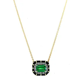 Tsavorite, Diamond, & Enamel Necklace- "Rock Candy Prosperity"