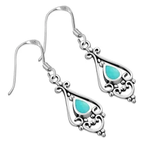 Turquoise Drop Silver Earrings