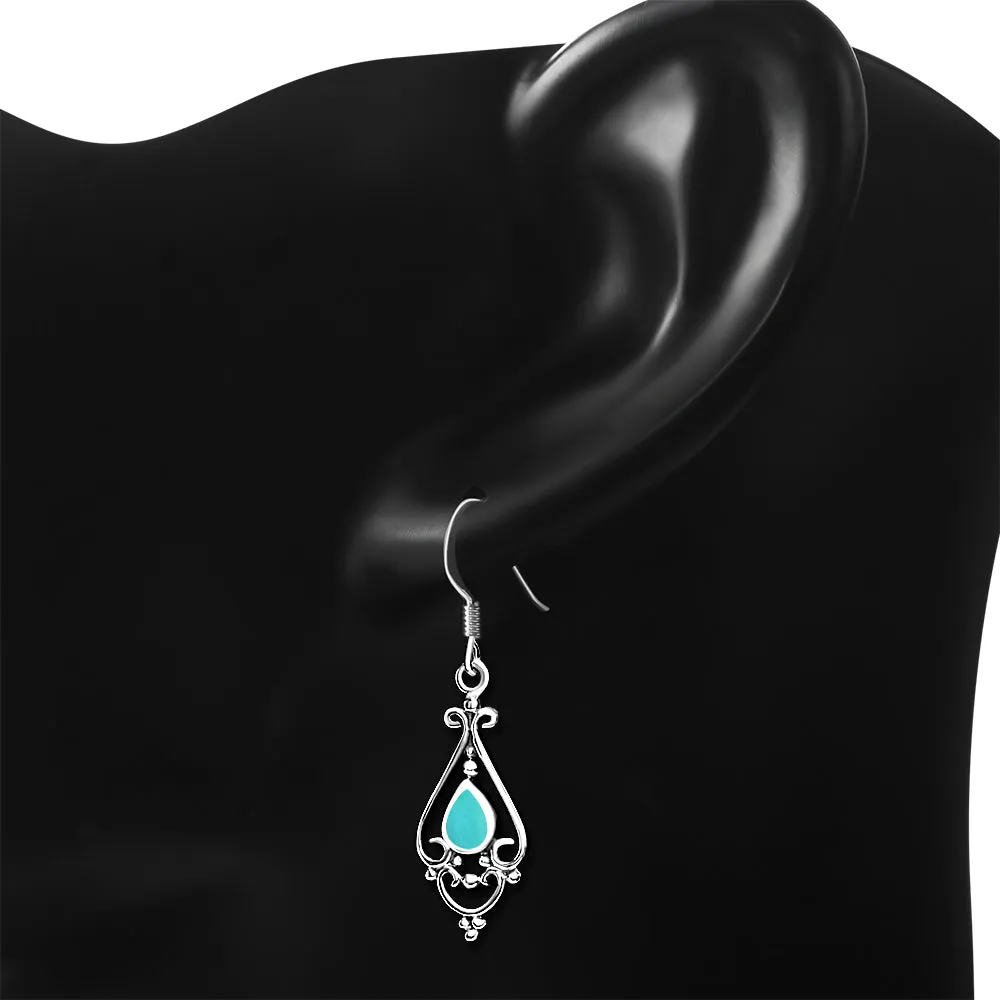 Turquoise Drop Silver Earrings