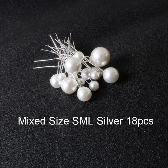 U-shaped Metal Hairpins Simulated Pearl Bridal Tiara Hair Accessories Multiple Combinations