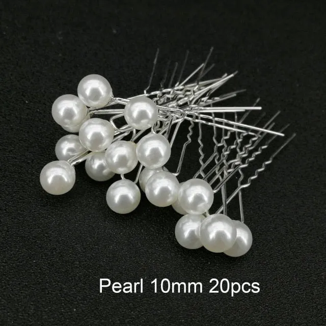 U-shaped Metal Hairpins Simulated Pearl Bridal Tiara Hair Accessories Multiple Combinations