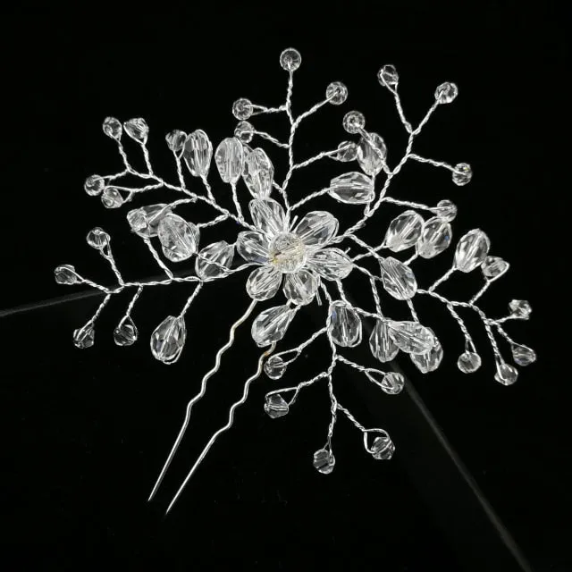 U-shaped Metal Hairpins Simulated Pearl Bridal Tiara Hair Accessories Multiple Combinations