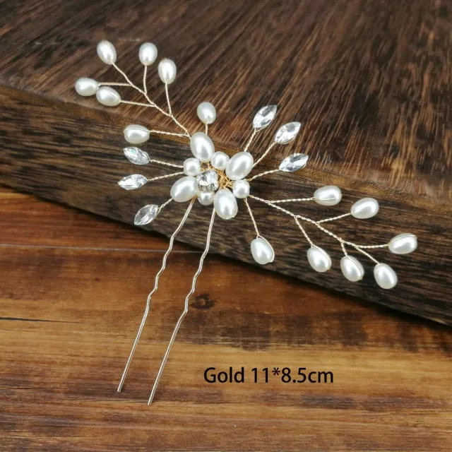 U-shaped Metal Hairpins Simulated Pearl Bridal Tiara Hair Accessories Multiple Combinations