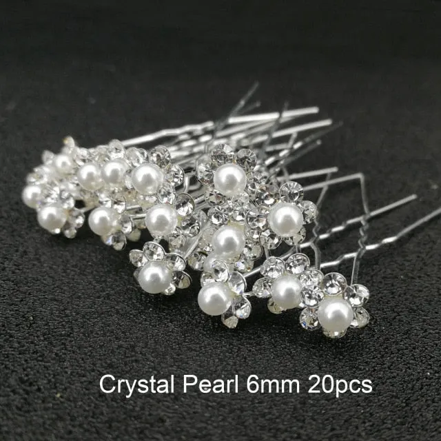 U-shaped Metal Hairpins Simulated Pearl Bridal Tiara Hair Accessories Multiple Combinations