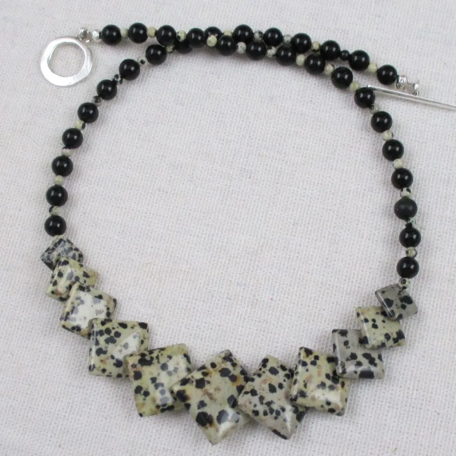 Unique Poppy Seed Jasper & Black Onyx Necklace