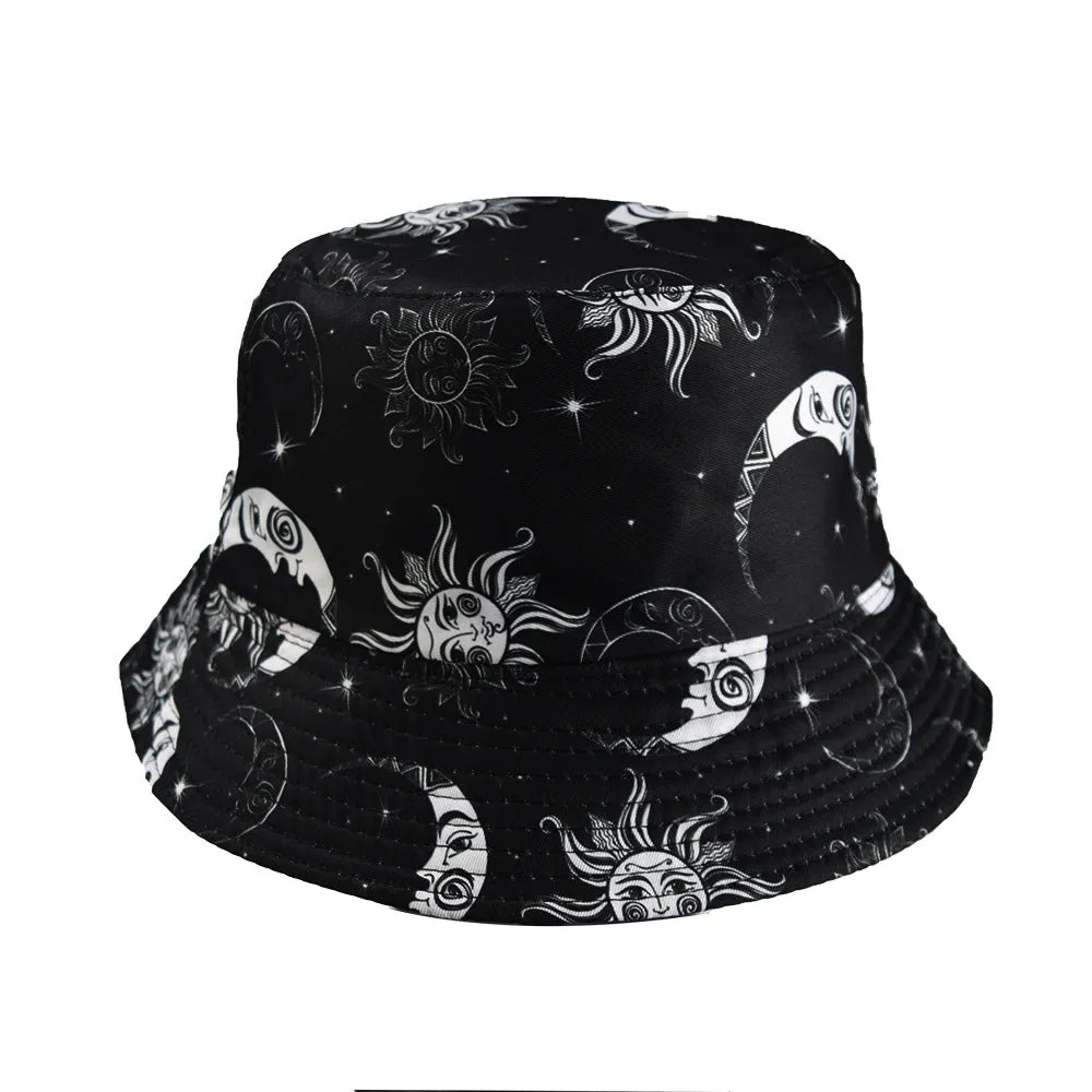 Unisex Reservible Universe Print Boonie Bucket Hat Cap Brim Outdoor Sun Safari Camping Fishing