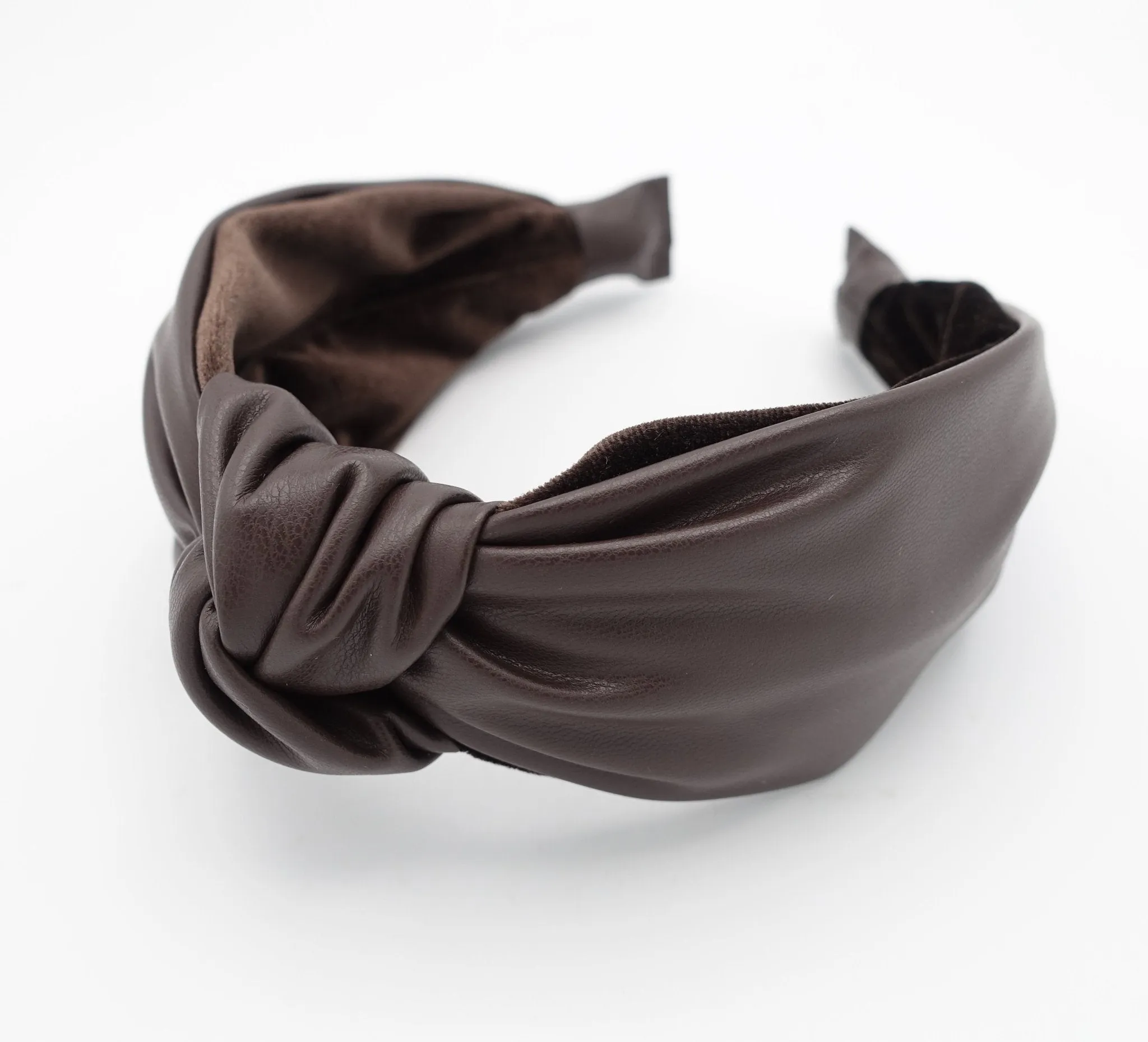 velvet layered leather top knot headband stylish women hair accessory