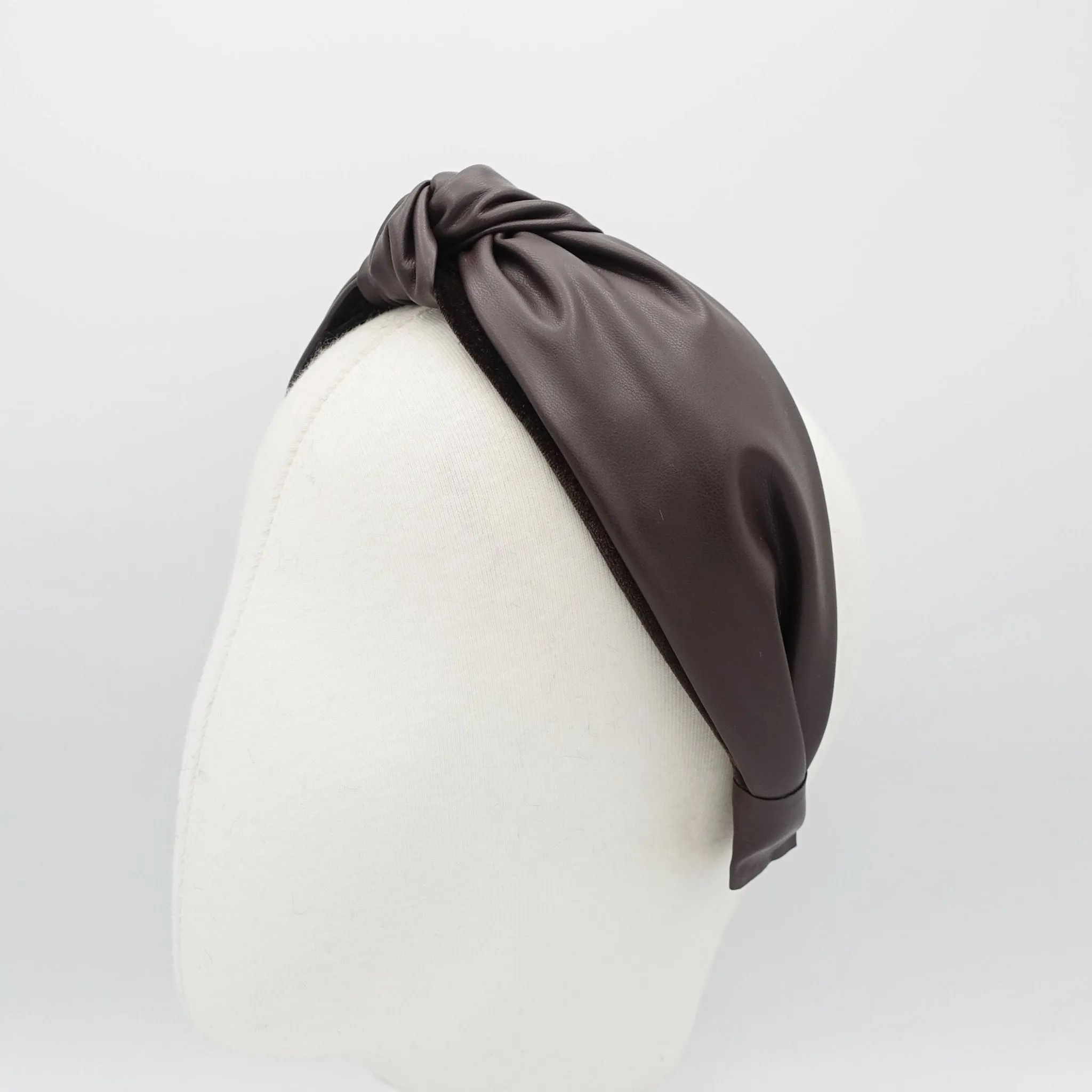 velvet layered leather top knot headband stylish women hair accessory