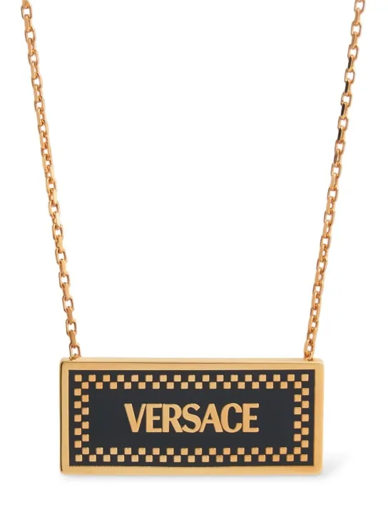 Versace   Enameled metal logo necklace 