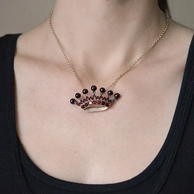 Victorian Gold Filled Bohemian Garnet Crown Necklace