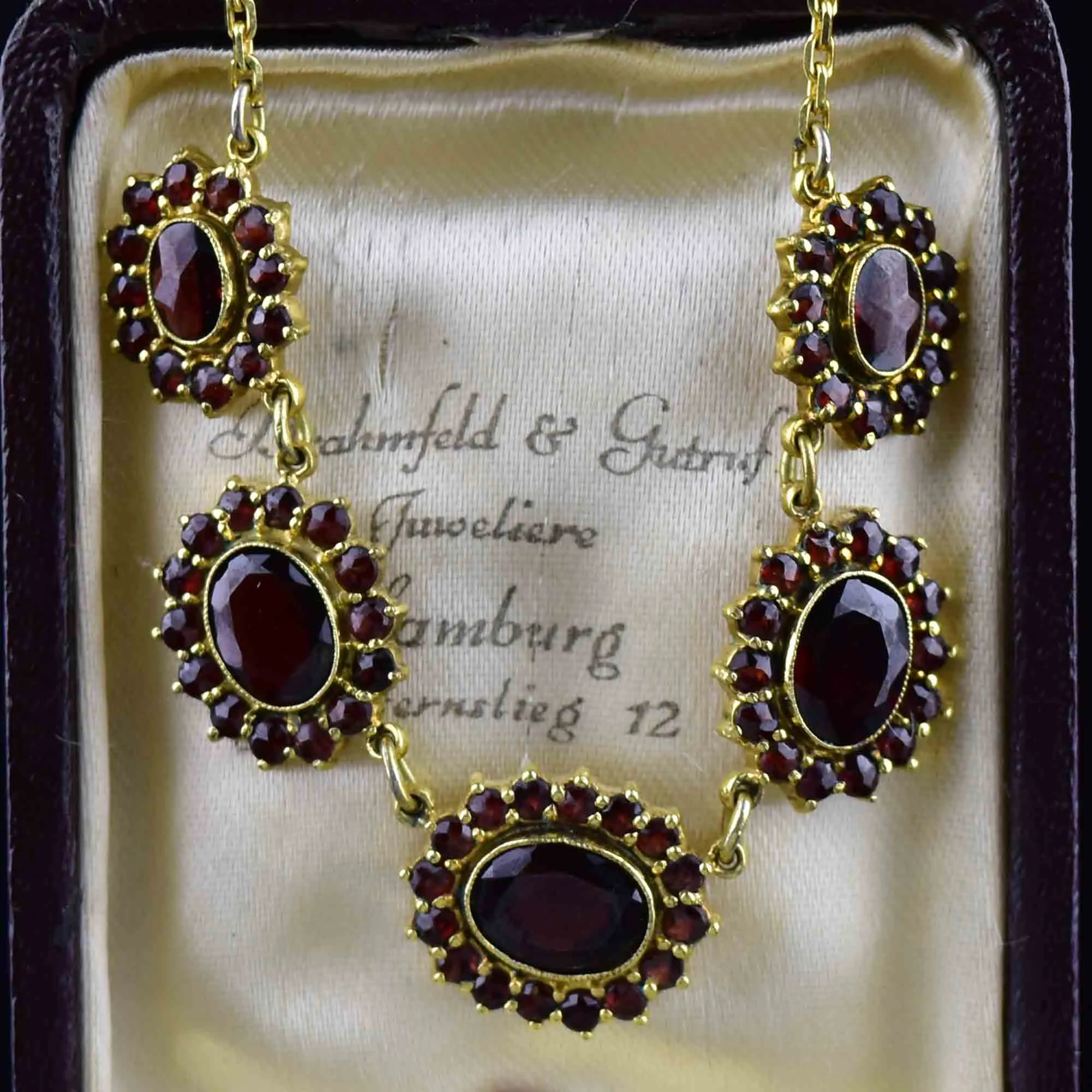 Vintage Art Deco Style Garnet Drop Necklace