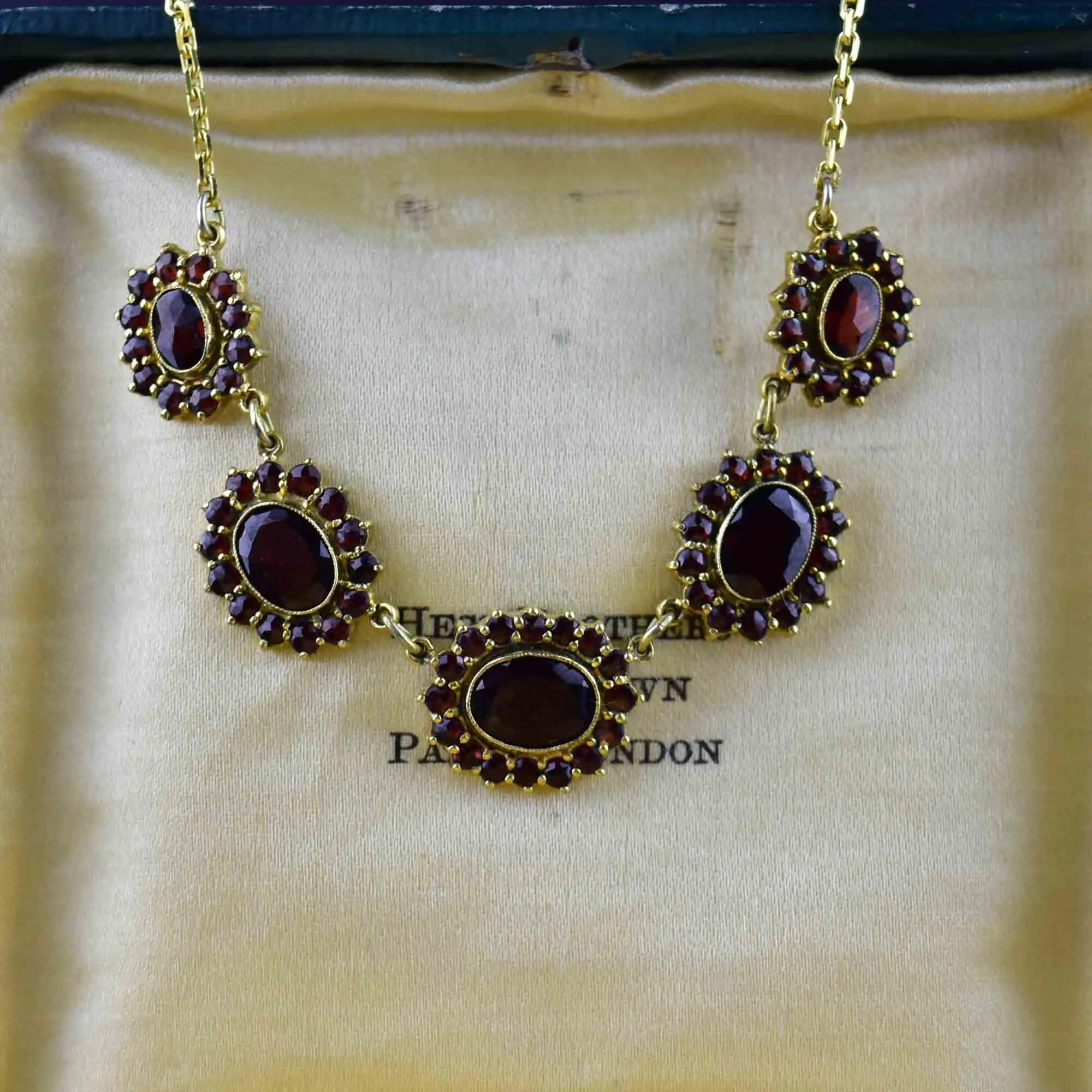 Vintage Art Deco Style Garnet Drop Necklace