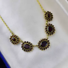 Vintage Art Deco Style Garnet Drop Necklace