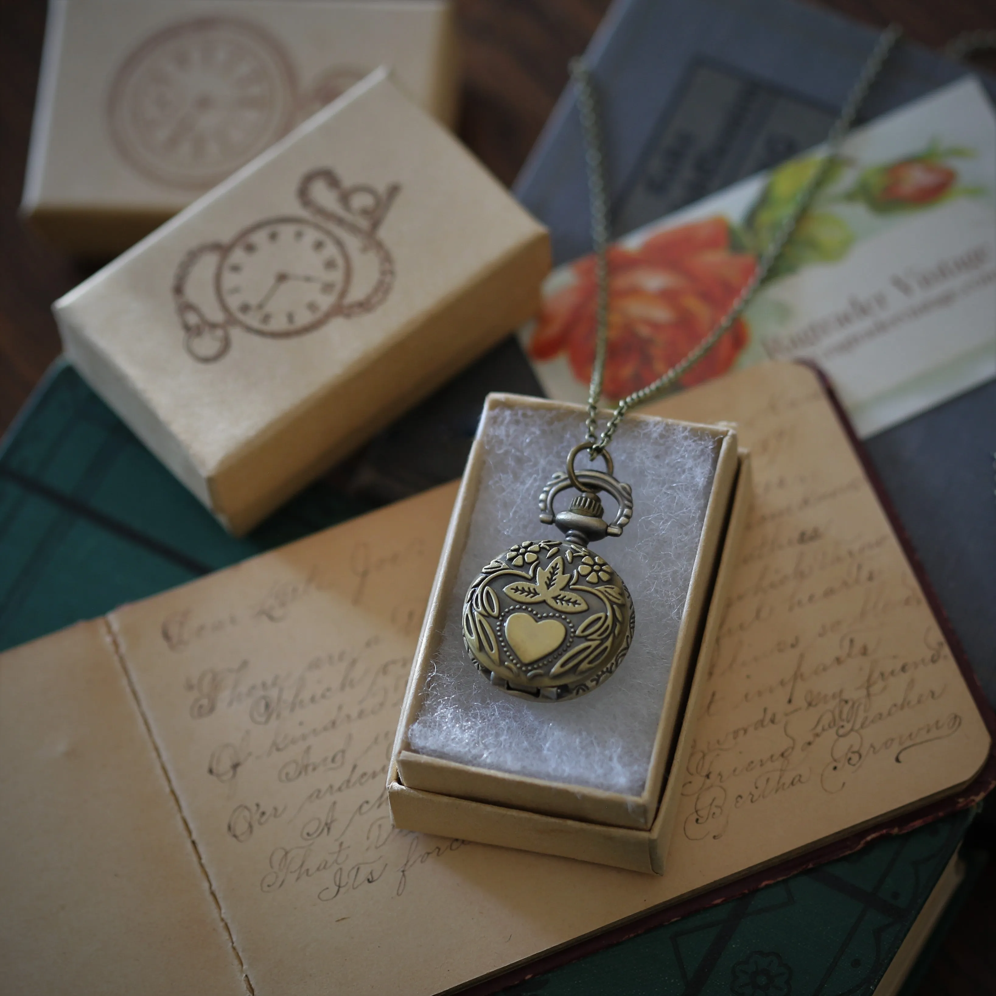 Vintage Heart, Crown, Ribcage or Rose Brass Battery Watch