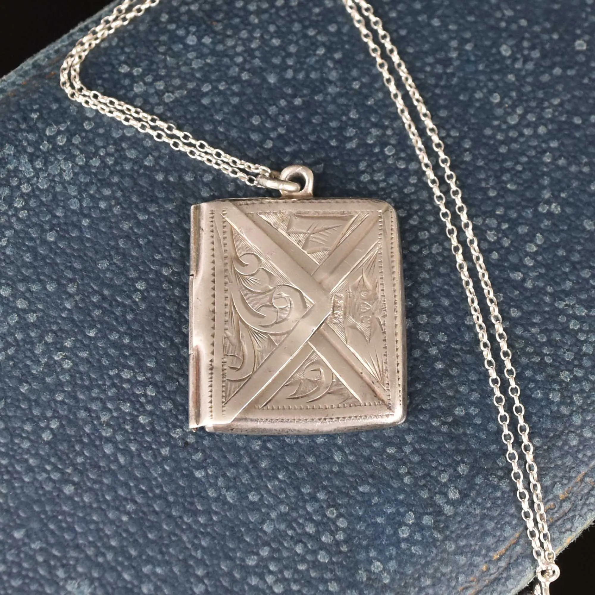 Vintage Silver Stamp Holder Pendant Necklace