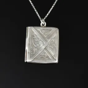 Vintage Silver Stamp Holder Pendant Necklace