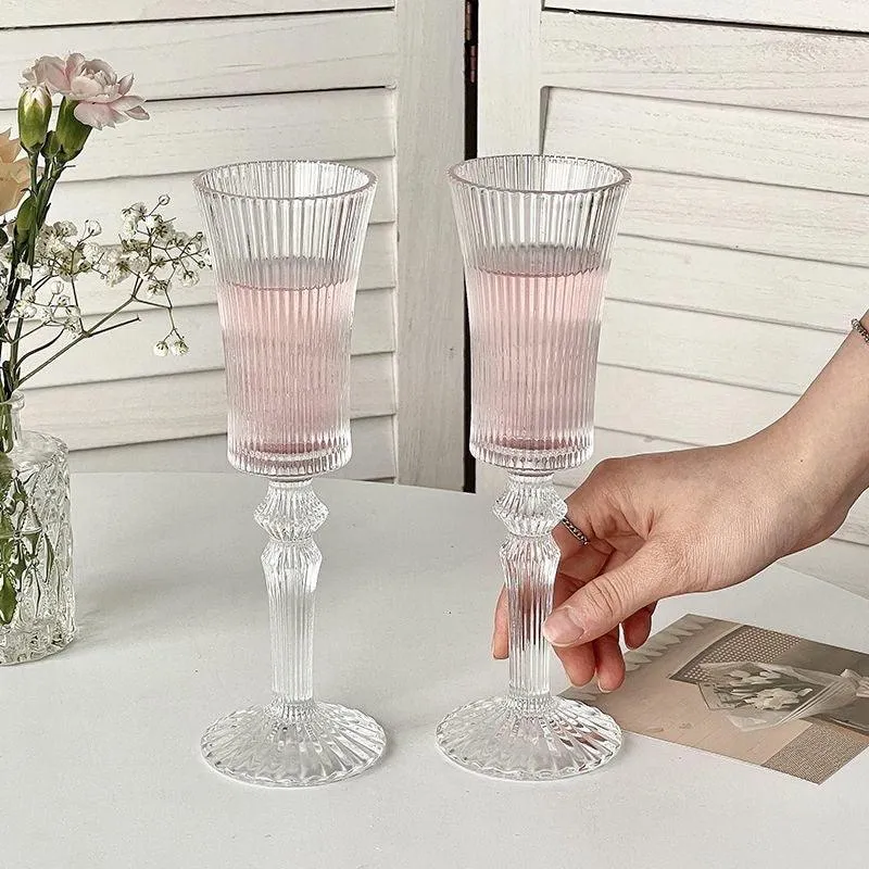 Vintage Striped Champagne Glass - Set Of 6