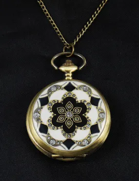 Vintage Style Art Deco Pocket Watch Pendant Necklace 2