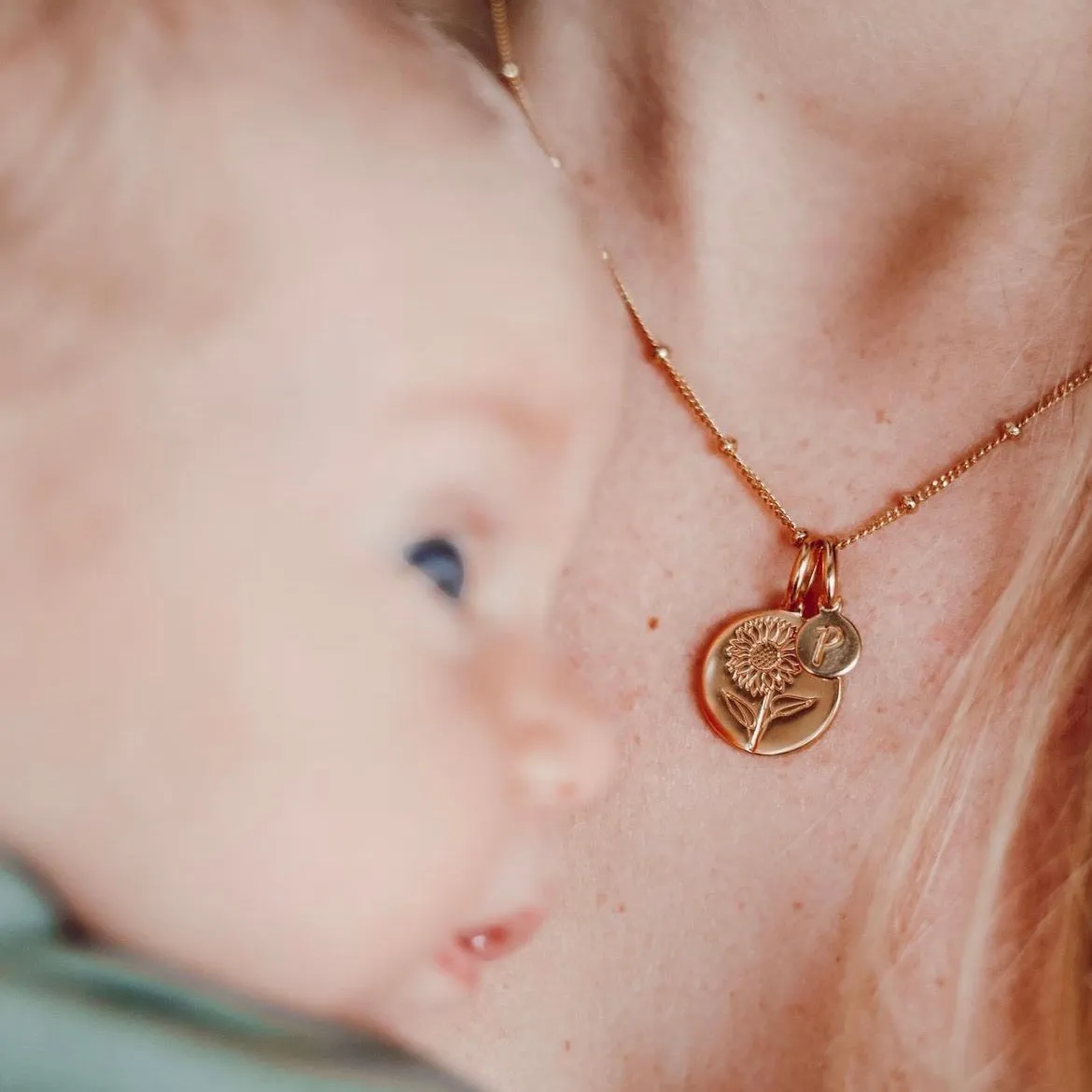 Violet Initial Necklace - February Flower