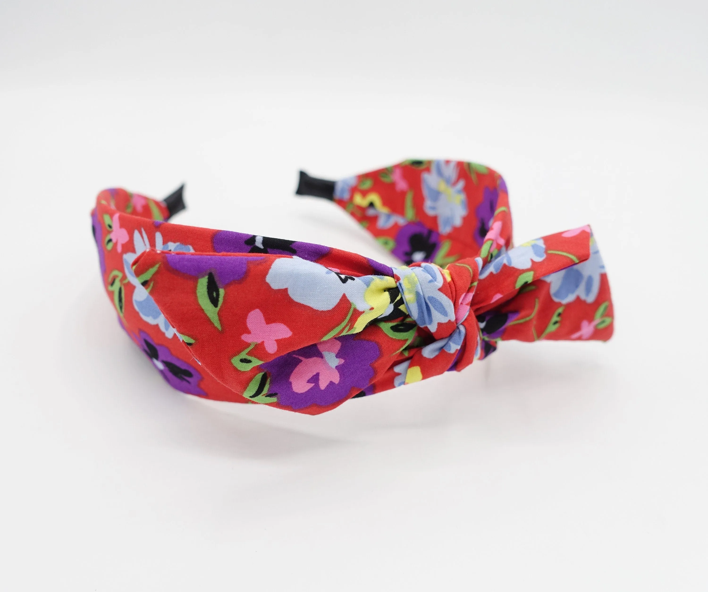 vivid Spring headband floral print wired bow hairband casual hair accessory for women