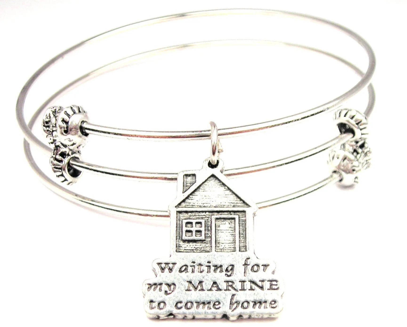 Waiting For My Marine To Come Home Triple Style Expandable Bangle Bracelet