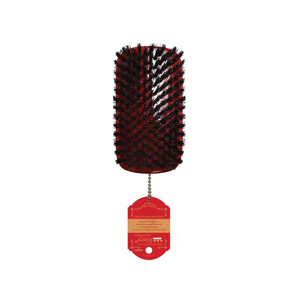 WAVY WAVE BRUSH "MEDIUM" RED (50% BOAR - 50% NYLON)