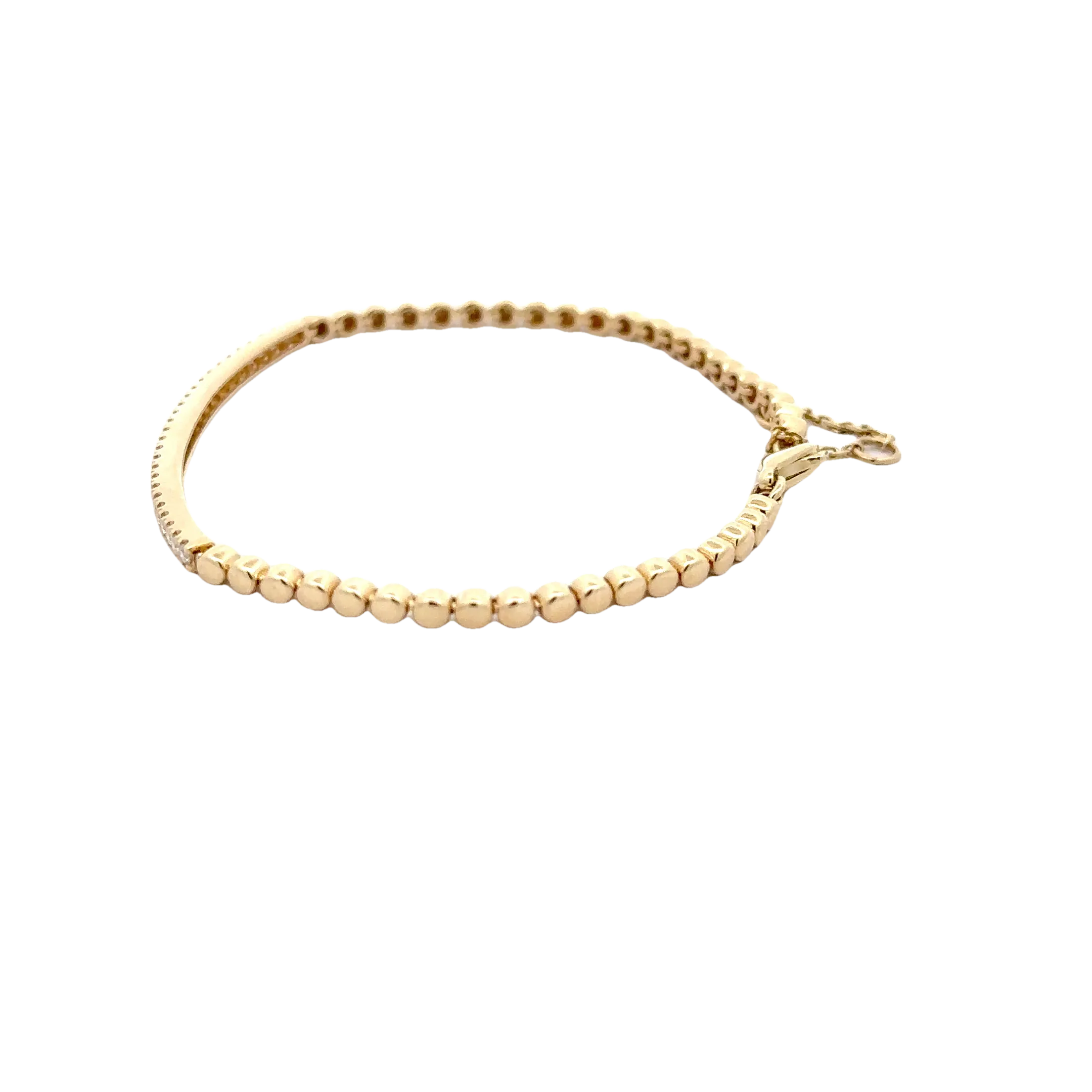 WD1705 14kt Gold Beaded Chain Diamond Bar Bracelet