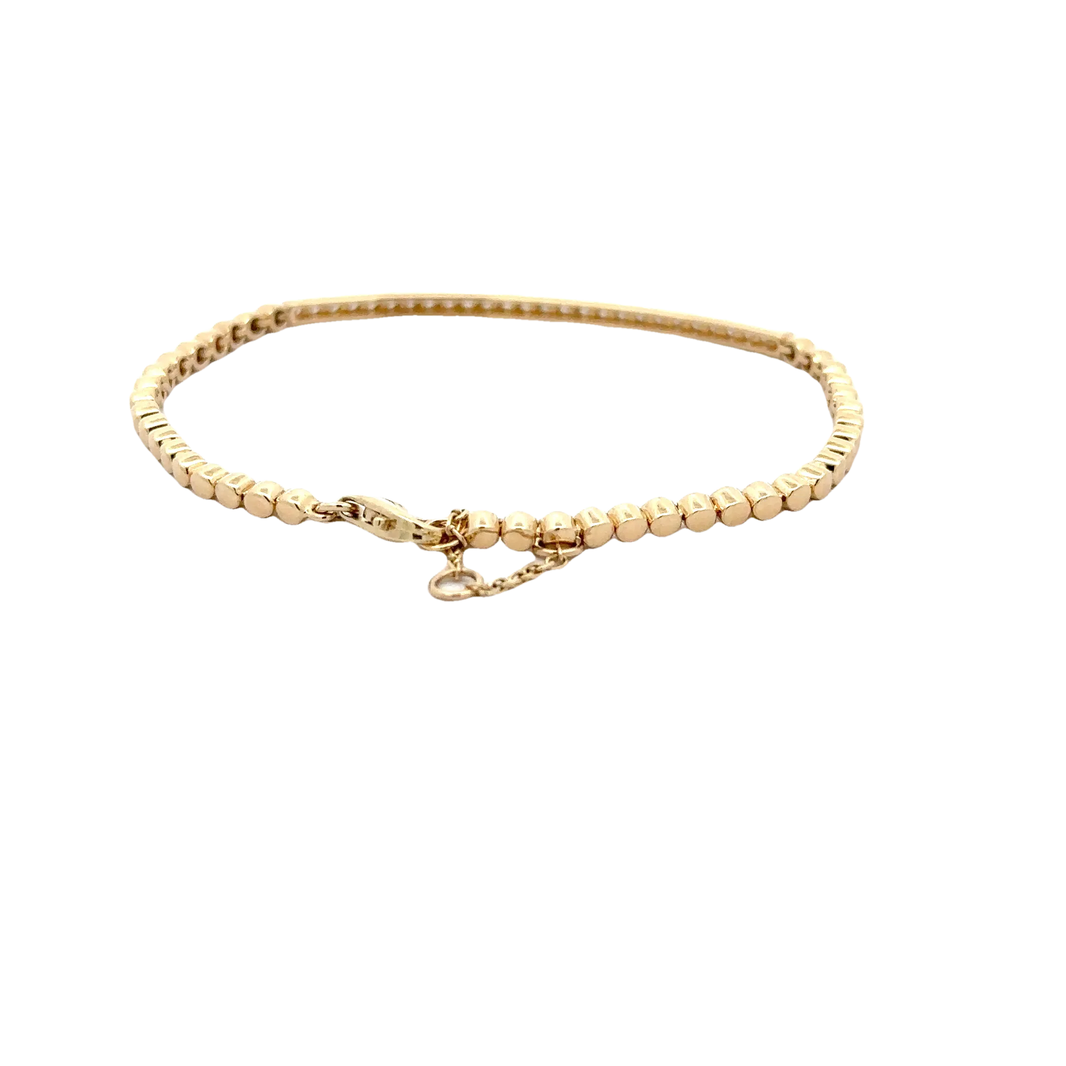 WD1705 14kt Gold Beaded Chain Diamond Bar Bracelet