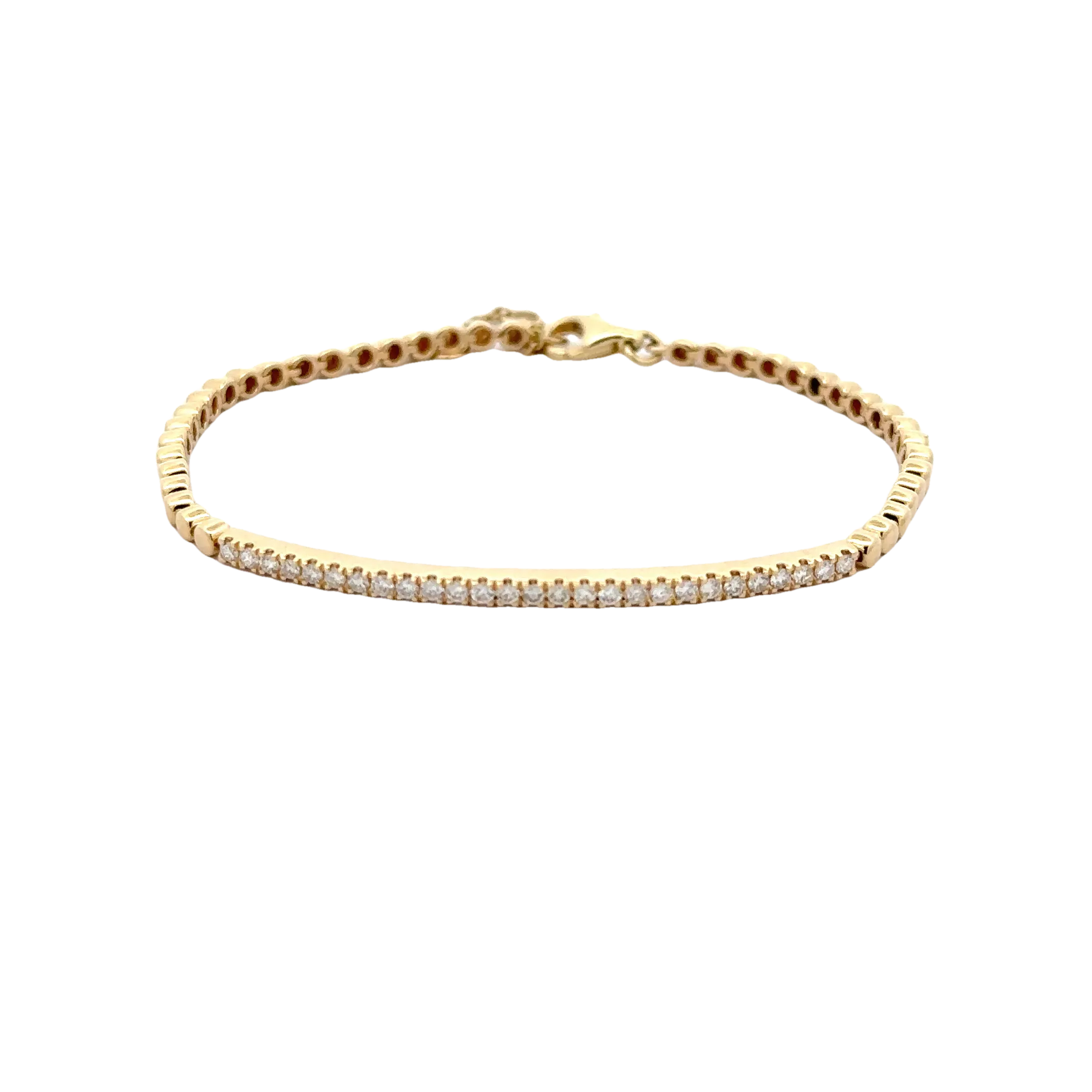 WD1705 14kt Gold Beaded Chain Diamond Bar Bracelet