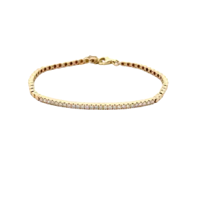 WD1705 14kt Gold Beaded Chain Diamond Bar Bracelet