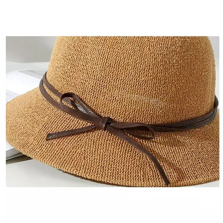 Women Summer Sun Hat Lightweight Breathable Foldable Beach Bucket Hat for Ladies Travel Linen Cotton