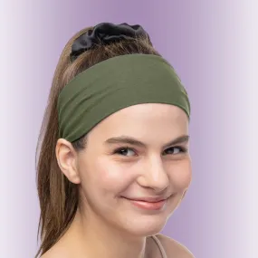 Women's Headbands Cotton Jersey 3" Wide Yoga Fitness Fashion Made in the USA Olive