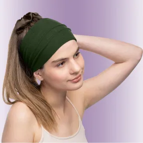 Women's Headbands Cotton Jersey 5" Wide Yoga Fitness Fashion Made in the USA Olive Dark