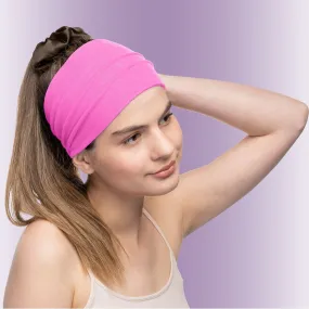 Women's Headbands Cotton Jersey 5" Wide Yoga Fitness Fashion Made in the USA Pink