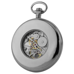 Woodford Chrome Plated Open Centre Skeleton Mechanical Pocket Watch - Silver